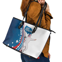 Personalized USA Fencing Leather Tote Bag 2024 United States Flag Curve Style - Wonder Print Shop