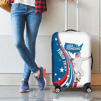 Personalized USA Fencing Luggage Cover 2024 United States Flag Curve Style - Wonder Print Shop