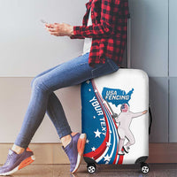 Personalized USA Fencing Luggage Cover 2024 United States Flag Curve Style - Wonder Print Shop