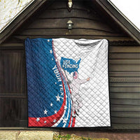Personalized USA Fencing Quilt 2024 United States Flag Curve Style - Wonder Print Shop