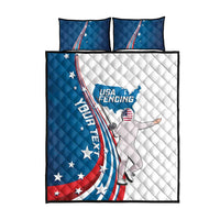 Personalized USA Fencing Quilt Bed Set 2024 United States Flag Curve Style - Wonder Print Shop