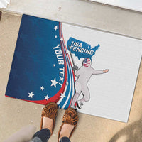 Personalized USA Fencing Rubber Doormat 2024 United States Flag Curve Style - Wonder Print Shop