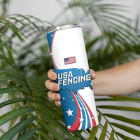 Personalized USA Fencing Skinny Tumbler 2024 United States Flag Curve Style - Wonder Print Shop