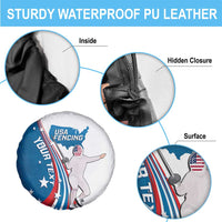 Personalized USA Fencing Spare Tire Cover 2024 United States Flag Curve Style - Wonder Print Shop