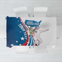 Personalized USA Fencing Tablecloth 2024 United States Flag Curve Style - Wonder Print Shop