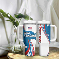 Personalized USA Fencing Tumbler With Handle 2024 United States Flag Curve Style - Wonder Print Shop