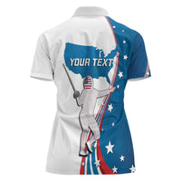 Personalized USA Fencing Women Polo Shirt 2024 United States Flag Curve Style - Wonder Print Shop
