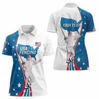 Personalized USA Fencing Women Polo Shirt 2024 United States Flag Curve Style - Wonder Print Shop