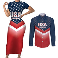 Custom USA Shooting Couples Matching Short Sleeve Bodycon Dress and Long Sleeve Button Shirt 2024 Sporty Style - Wonder Print Shop
