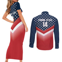 Custom USA Shooting Couples Matching Short Sleeve Bodycon Dress and Long Sleeve Button Shirt 2024 Sporty Style - Wonder Print Shop
