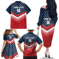 Custom USA Shooting Family Matching Off The Shoulder Long Sleeve Dress and Hawaiian Shirt 2024 Sporty Style - Wonder Print Shop