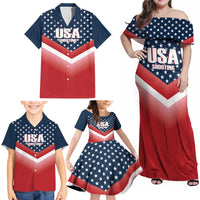 Custom USA Shooting Family Matching Off Shoulder Maxi Dress and Hawaiian Shirt 2024 Sporty Style - Wonder Print Shop