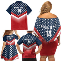 Custom USA Shooting Family Matching Off Shoulder Short Dress and Hawaiian Shirt 2024 Sporty Style - Wonder Print Shop