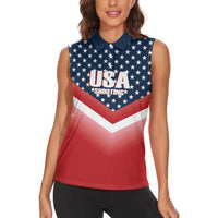 Custom USA Shooting Women Sleeveless Polo Shirt 2024 Sporty Style - Wonder Print Shop