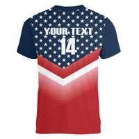 Custom USA Shooting Women V-Neck T-Shirt 2024 Sporty Style - Wonder Print Shop