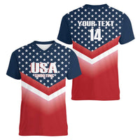 Custom USA Shooting Women V-Neck T-Shirt 2024 Sporty Style - Wonder Print Shop