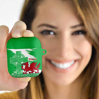 Grunge Green Wales AirPods Case Celtic Cross Welsh Red Dragon - Wonder Print Shop