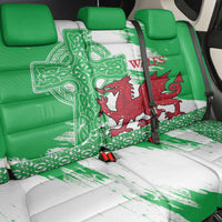 Grunge Green Wales Back Car Seat Cover Celtic Cross Welsh Red Dragon - Wonder Print Shop