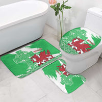 Grunge Green Wales Bathroom Set Celtic Cross Welsh Red Dragon - Wonder Print Shop