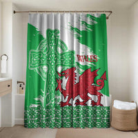Grunge Green Wales Bathroom Set Celtic Cross Welsh Red Dragon - Wonder Print Shop