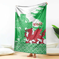 Grunge Green Wales Blanket Celtic Cross Welsh Red Dragon - Wonder Print Shop