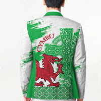 Grunge Green Wales Blazer Celtic Cross Welsh Red Dragon - Wonder Print Shop