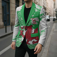 Grunge Green Wales Blazer Celtic Cross Welsh Red Dragon - Wonder Print Shop