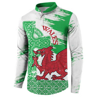 Grunge Green Wales Button Sweatshirt Celtic Cross Welsh Red Dragon - Wonder Print Shop
