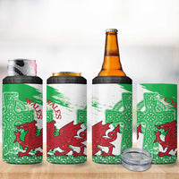 Grunge Green Wales 4 in 1 Can Cooler Tumbler Celtic Cross Welsh Red Dragon - Wonder Print Shop