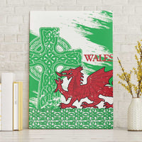 Grunge Green Wales Canvas Wall Art Celtic Cross Welsh Red Dragon - Wonder Print Shop