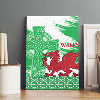 Grunge Green Wales Canvas Wall Art Celtic Cross Welsh Red Dragon - Wonder Print Shop