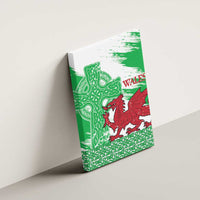 Grunge Green Wales Canvas Wall Art Celtic Cross Welsh Red Dragon - Wonder Print Shop