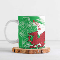 Grunge Green Wales Ceramic Mug Celtic Cross Welsh Red Dragon - Wonder Print Shop