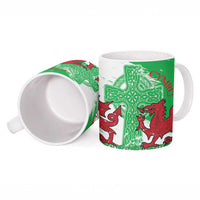 Grunge Green Wales Ceramic Mug Celtic Cross Welsh Red Dragon - Wonder Print Shop