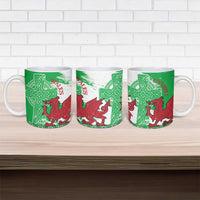 Grunge Green Wales Ceramic Mug Celtic Cross Welsh Red Dragon - Wonder Print Shop
