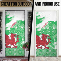 Grunge Green Wales Door Cover Celtic Cross Welsh Red Dragon - Wonder Print Shop