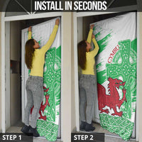 Grunge Green Wales Door Cover Celtic Cross Welsh Red Dragon - Wonder Print Shop