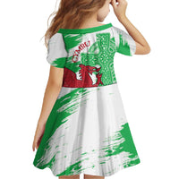 Grunge Green Wales Family Matching Long Sleeve Bodycon Dress and Hawaiian Shirt Celtic Cross Welsh Red Dragon - Wonder Print Shop