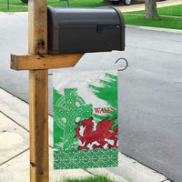 Grunge Green Wales Garden Flag Celtic Cross Welsh Red Dragon - Wonder Print Shop