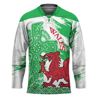 Grunge Green Wales Hockey Jersey Celtic Cross Welsh Red Dragon - Wonder Print Shop