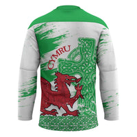 Grunge Green Wales Hockey Jersey Celtic Cross Welsh Red Dragon - Wonder Print Shop