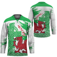 Grunge Green Wales Hockey Jersey Celtic Cross Welsh Red Dragon - Wonder Print Shop