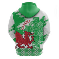 Grunge Green Wales Hoodie Celtic Cross Welsh Red Dragon - Wonder Print Shop