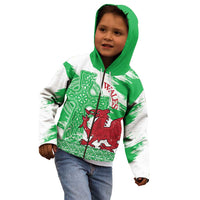 Grunge Green Wales Kid Hoodie Celtic Cross Welsh Red Dragon - Wonder Print Shop