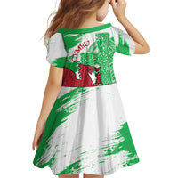 Grunge Green Wales Kid Short Sleeve Dress Celtic Cross Welsh Red Dragon - Wonder Print Shop