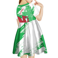 Grunge Green Wales Kid Short Sleeve Dress Celtic Cross Welsh Red Dragon - Wonder Print Shop