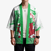 Grunge Green Wales Kimono Celtic Cross Welsh Red Dragon - Wonder Print Shop