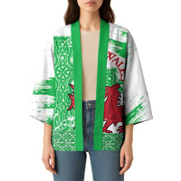 Grunge Green Wales Kimono Celtic Cross Welsh Red Dragon - Wonder Print Shop