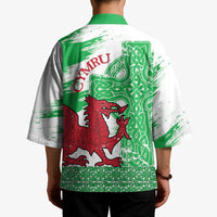 Grunge Green Wales Kimono Celtic Cross Welsh Red Dragon - Wonder Print Shop
