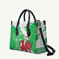 Grunge Green Wales Leather Bag Celtic Cross Welsh Red Dragon - Wonder Print Shop